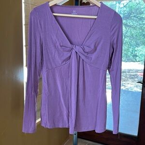 GAP Maternity Pure Body Long Sleeve faux Wrap Top Mauve Size Small